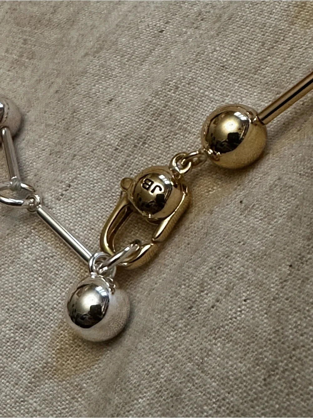 Jenny Bird Two-Tone Bead Link Necklace in Silver & Gold Tones - Picture 4 of 9